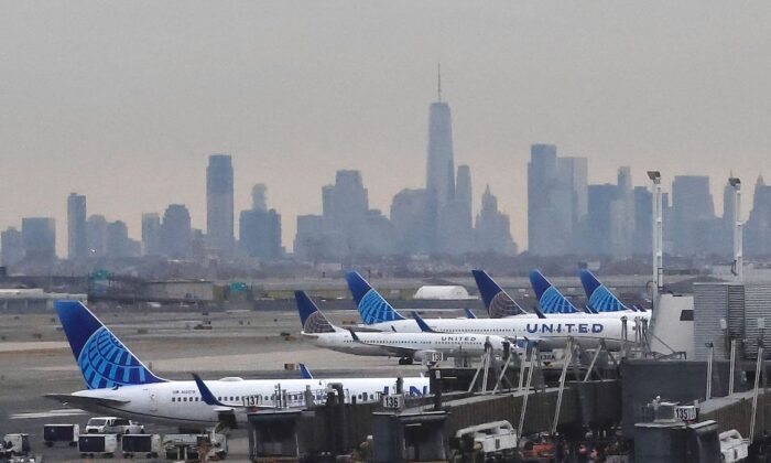 United Airlines planes at Newark International Airport, in Newark, New Jersey, on Jan. 11, 2023. (Kena Betancur/AFP via Getty Images)