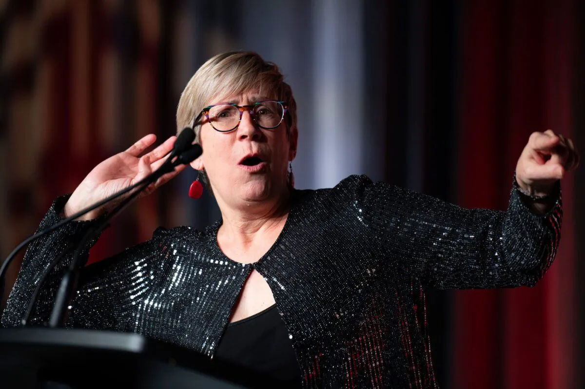 Liberal Party of Canada Caucus Chair Brenda Shanahan speaks at the national caucus holiday party in Ottawa, on Dec. 14, 2022. (The Canadian Press/Spencer Colby)