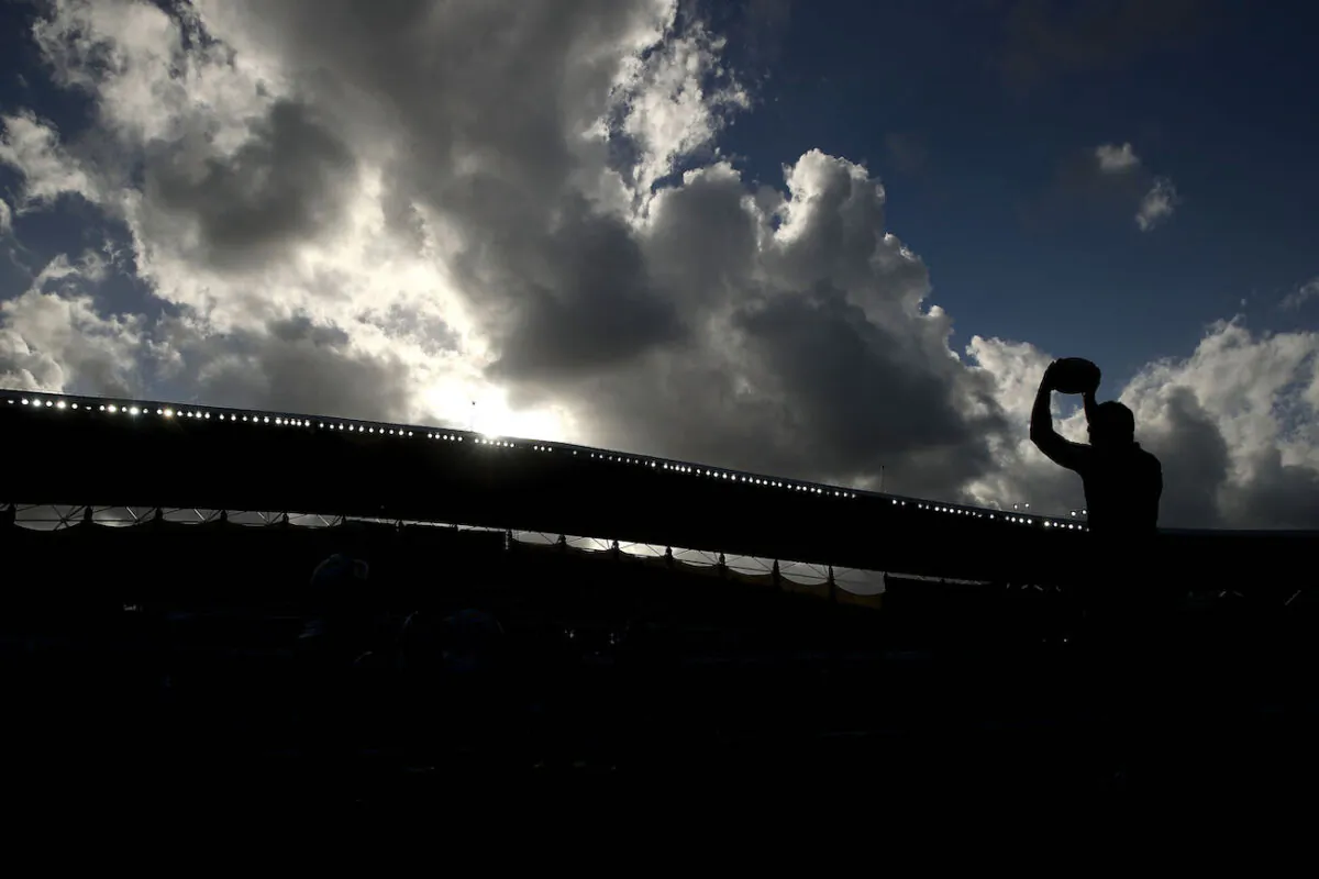 File photo of a rugby player throwing a ball at Allianz Stadium in Sydney, Australia, on April 2, 2017.  (Mark Kolbe/Getty Images)