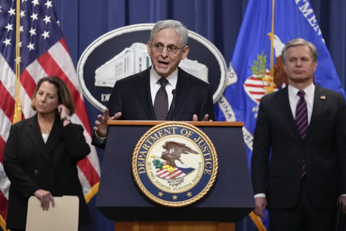 Attorney General Merrick Garland speaks during a news conference at the Department of Justice in Washington on Jan. 27, 2023. (Carolyn Kaster/AP Photo)