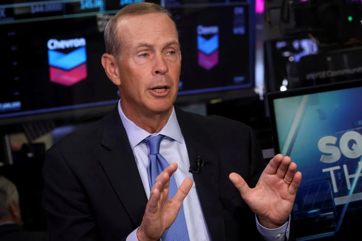 Michael Wirth, Chairman and CEO Chevron Corp., speaks during an interview on CNBC on the floor of the New York Stock Exchange (NYSE) in New York on March 1, 2022. (Brendan McDermid/Reuters)