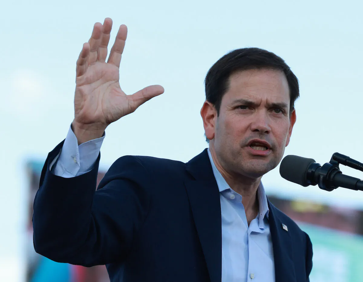Sen. Marco Rubio (R-Fla.) speaks during a rally before the arrival of former President Donald Trump at the Miami-Dade Country Fair and Exposition in Miami, Fla., on Nov. 6, 2022. (Joe Raedle/Getty Images)