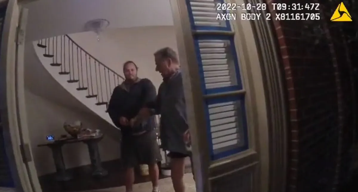 Authorities on Friday released police bodycamera footage showing Paul Pelosi being attacked in his home in October 2022. (San Francisco Police Department)