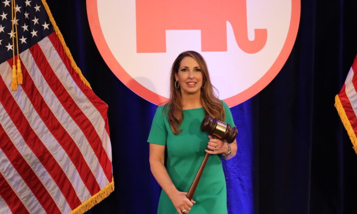 Ronna McDaniel secures a fourth two-year term as Republican National Committee (RNC) chairwoman after a three-day meeting at a luxury resort in Dana Point, Calif., on Jan. 27, 2023. (Mei Li/The Epoch Times) 
