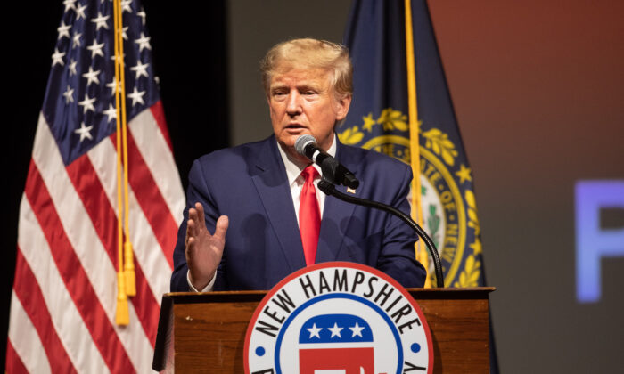 Former President Donald Trump speaks at the New Hampshire Republican State Committee's annual meeting in Salem, New Hampshire, on Jan. 28, 2023. (Scott Eisen/Getty Images)
