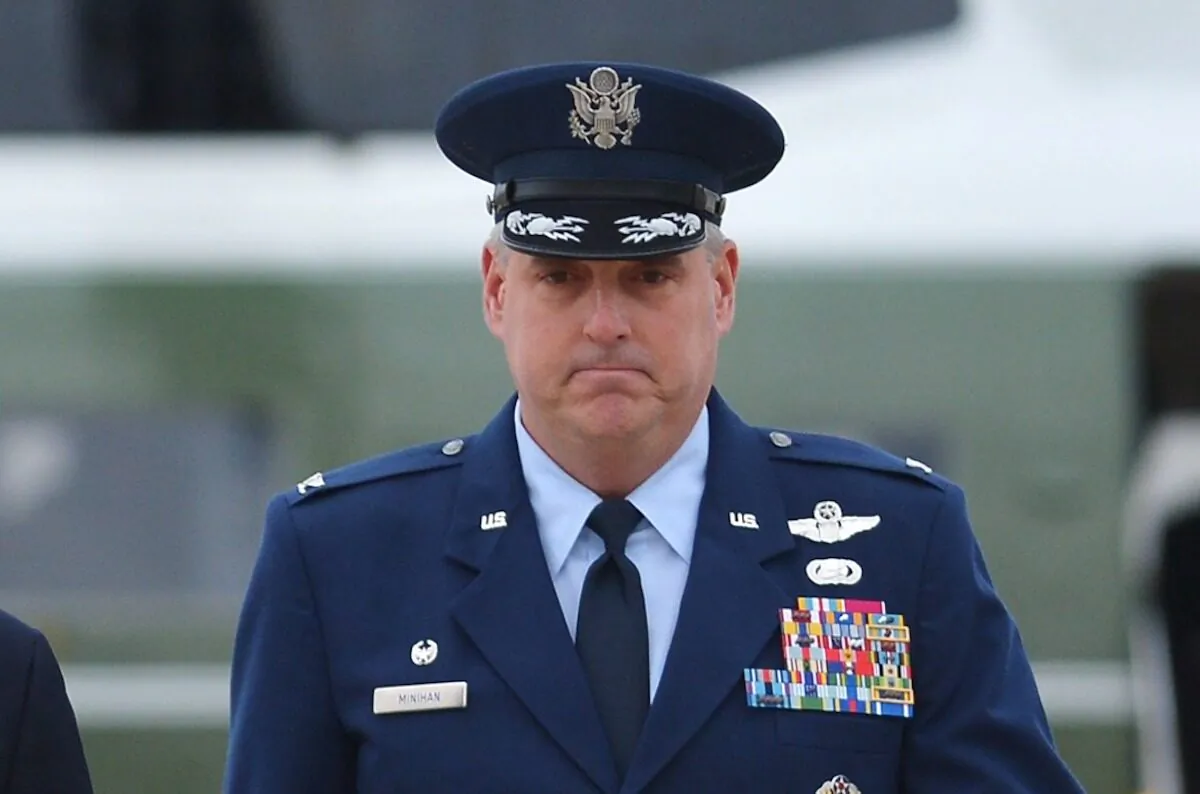 Then-U.S. Air Force Col. Mike Minihan, commander of the 89th Airlift Wing, at Andrews Air Force Base in Maryland on Dec. 16, 2012. (Mandel Ngan/AFP via Getty Images)