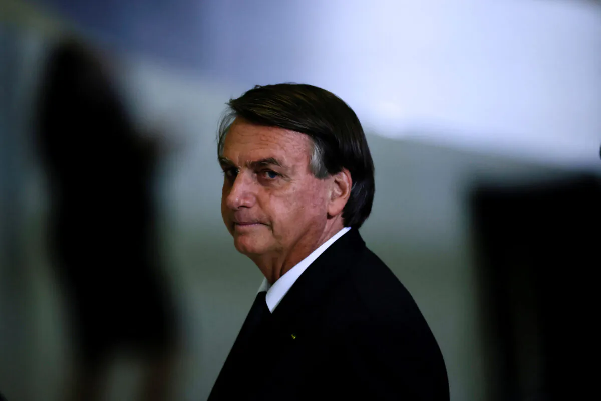 Brazil's President Jair Bolsonaro looks on after a ceremony about the National Policy for Education at the Planalto Palace in Brasilia, Brazil, on June 20, 2022. (Ueslei Marcelino/Reuters)