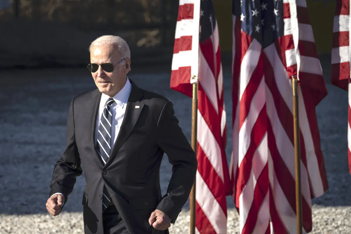 President Joe Biden arrives to speak at the Baltimore and Potomac Tunnel North Portal in Baltimore, Md., on Jan. 30, 2023. (Drew Angerer/Getty Images)
