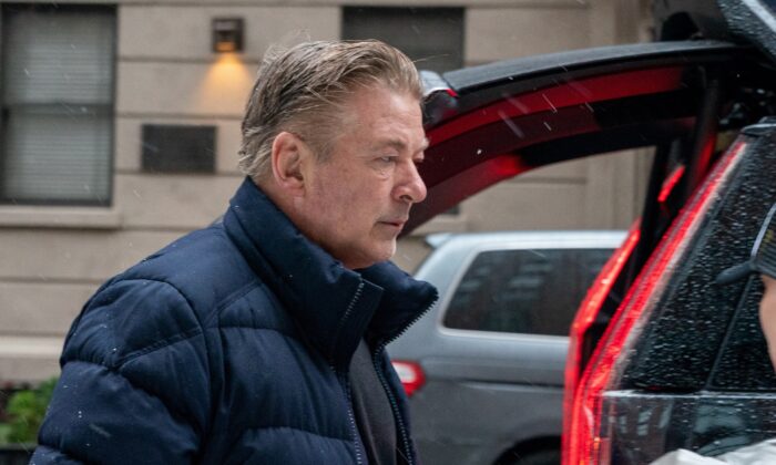 Actor Alec Baldwin departs his home, as he will be charged with involuntary manslaughter for the fatal shooting of cinematographer Halyna Hutchins on the set of the movie "Rust," in New York on Jan. 31, 2023. (David 'Dee' Delgado/Reuters)