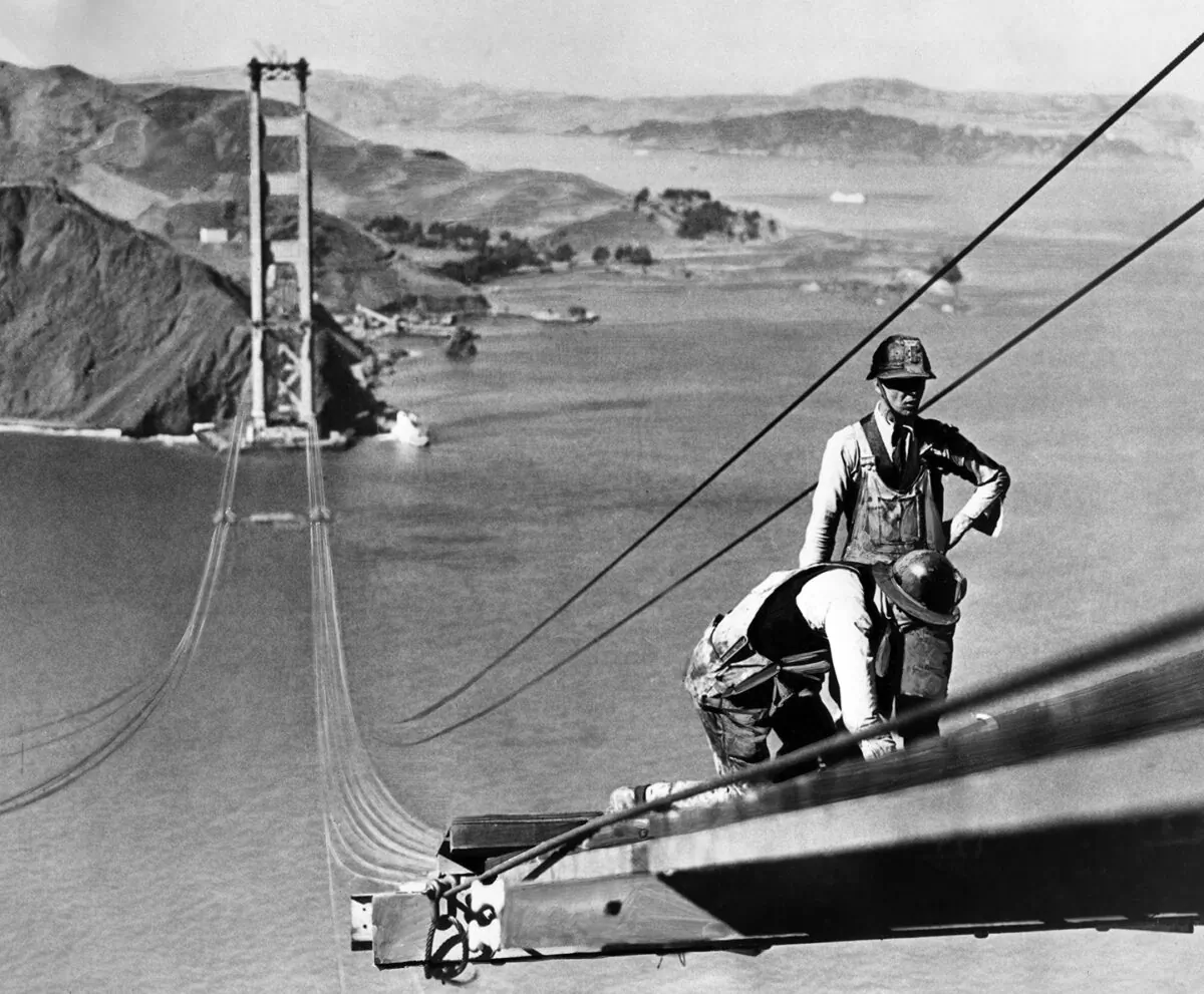 An October 1935 photo of the Golden Gate bridge, in the San Francisco Bay, during its construction. Construction began on Jan. 5, 1933 (AFP/Getty Images)
