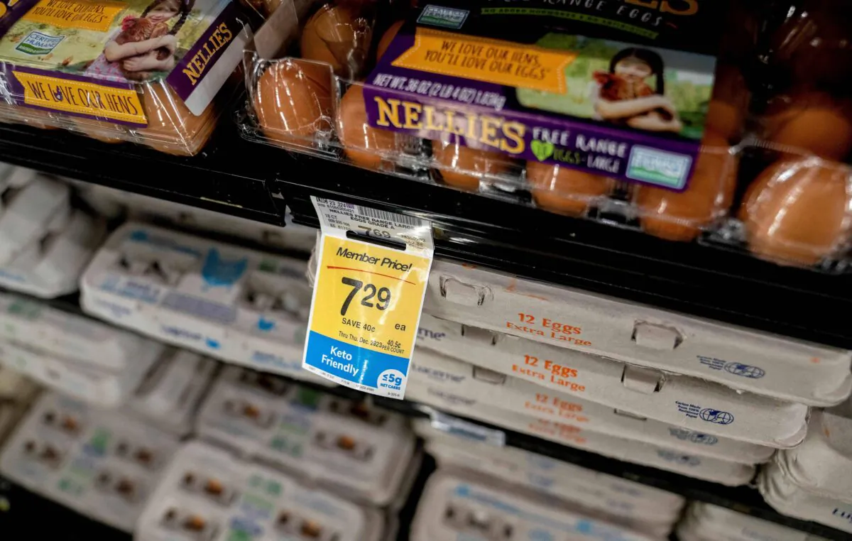 Eggs are seen at a grocery store in Washington, D.C., on Jan. 19, 2023. (Stefani Reynolds/AFP via Getty Images)