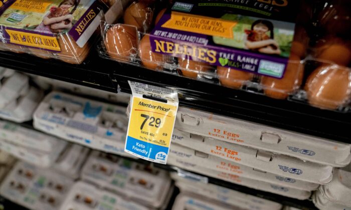 Eggs are seen at a grocery store in Washington, D.C., on Jan. 19, 2023. (Stefani Reynolds/AFP via Getty Images)