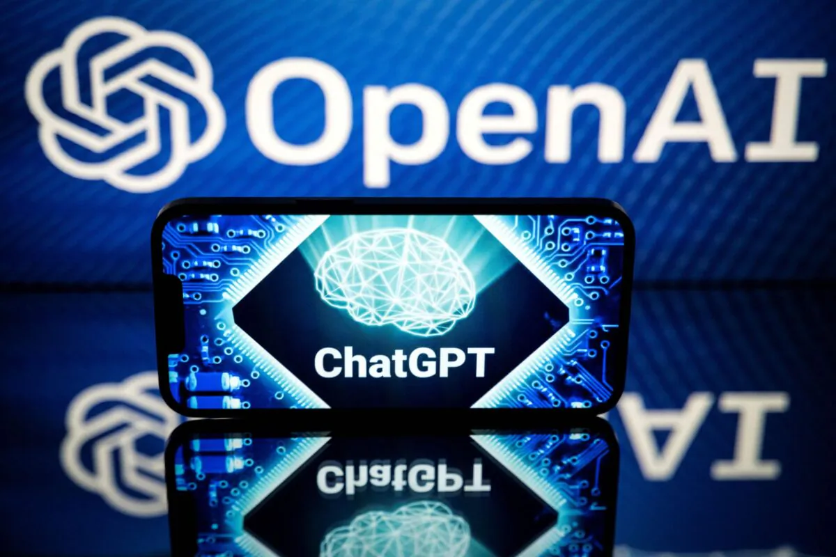 Screens displaying the logos of OpenAI and ChatGPT in Toulouse, France, on Jan. 23, 2023. (Lionel Bonaventure/AFP via Getty Images)