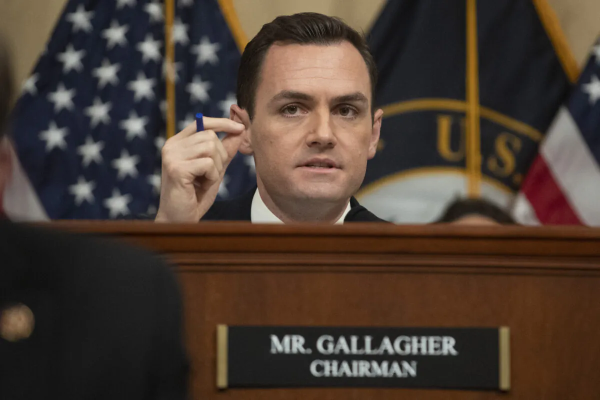 Chairman Mike Gallagher (R-Wis.) speaks during the first hearing on national security and Chinese threats to America held by the House Select Committee on the Chinese Communist Party on Capitol Hill in Washington on Feb. 28, 2023. (Roberto Schmidt/AFP via Getty Images)