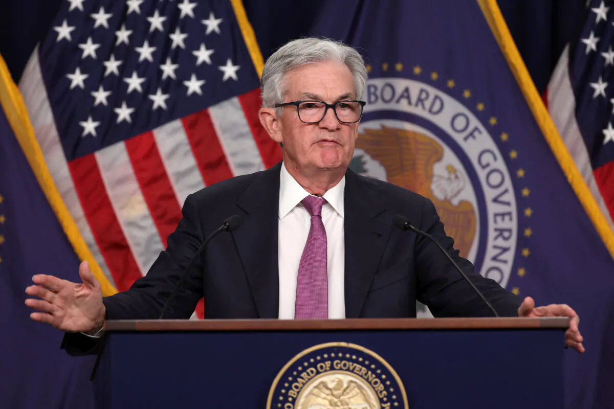 Federal Reserve Board Chairman Jerome Powell speaks during a news conference after a Federal Open Market Committee meeting in Washington on Feb. 1, 2023. (Kevin Dietsch/Getty Images)
