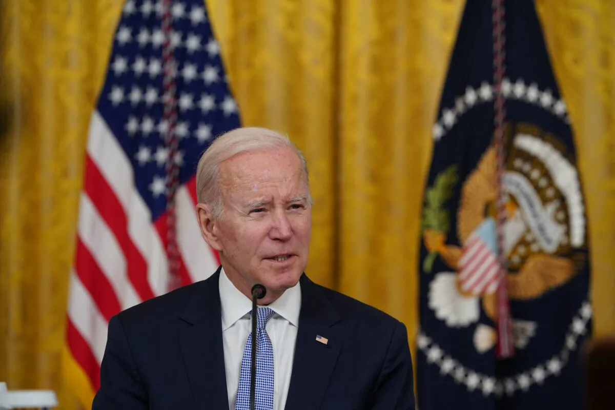 President Joe Biden speaks on the economy during a meeting of his Competition Council in the East Room of the White House on Feb. 1, 2023. (Mandel Ngan/AFP via Getty Images)