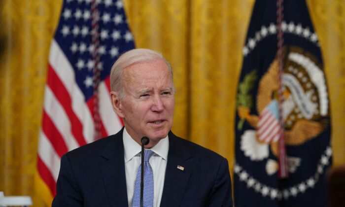 President Joe Biden speaks on the economy during a meeting of his Competition Council in the East Room of the White House in Washington on Feb. 1, 2023. (Mandel Ngan/AFP via Getty Images)