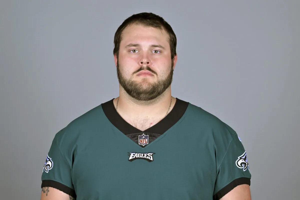 Josh Sills of the Philadelphia Eagles NFL football team in 2022. (AP Photo)