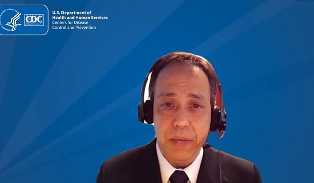 In this image from video, the CDC's Dr. Tom Shimabukuro speaks during a virtual meeting on Jan. 26, 2023. (FDA via The Epoch Times)