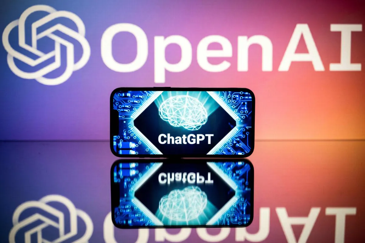 Screens display the logos of OpenAI and ChatGPT in Toulouse, France, on Jan. 23, 2023. (Lionel Bonaventure/AFP via Getty Images)