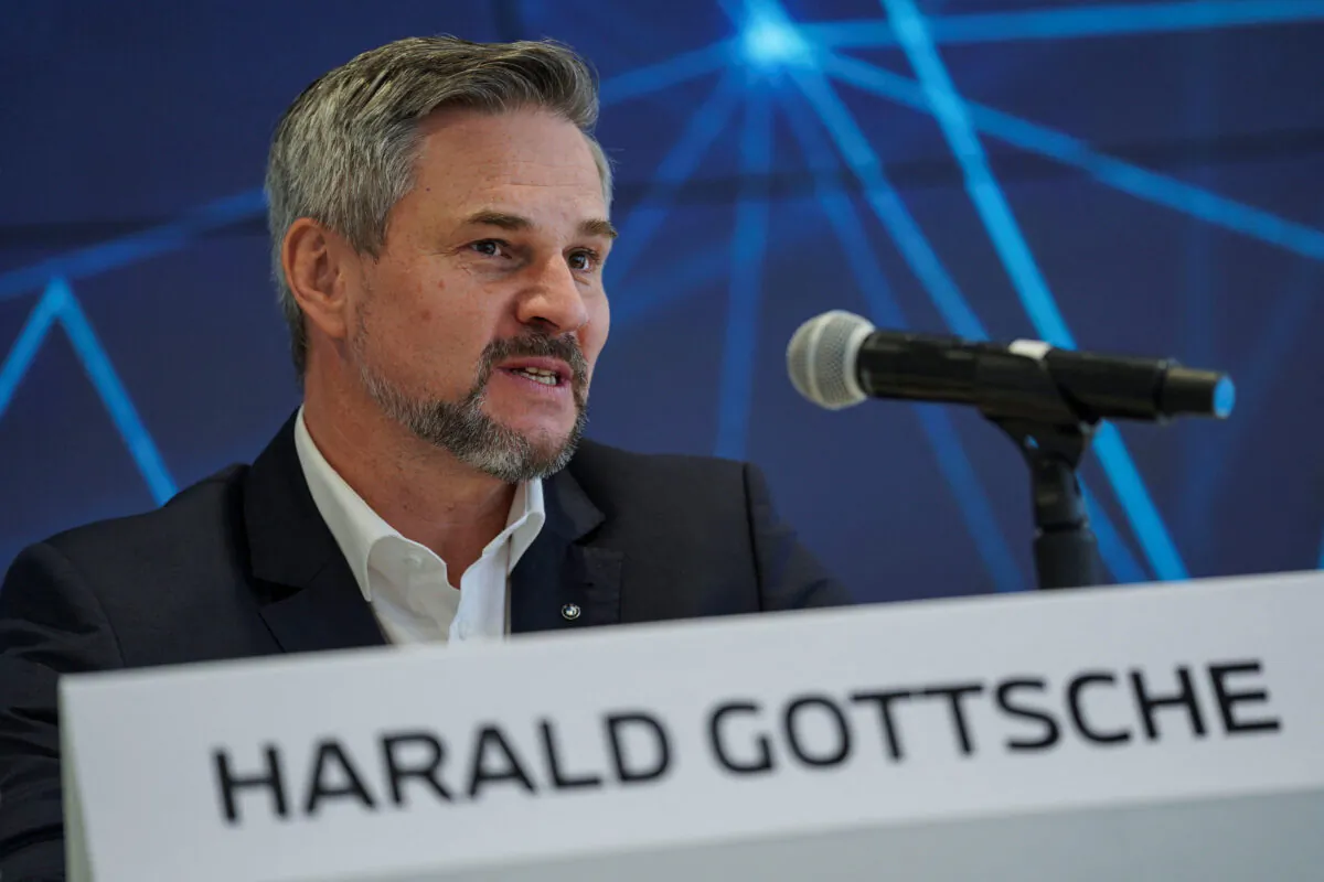 Harald Gottsche, President and CEO at BMW Group Plant San Luis Potosi, speaks during the announcement of a multimillion dollar expansion at the plant of German automaker BMW in San Luis Potosi, Mexico, on Feb. 3, 2023. (Toya Sarno Jordan/Reuters)