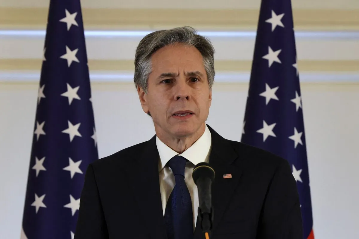 Secretary of State Antony Blinken speaks during a press conference at the Waldorf Astoria in Jerusalem on Jan. 31, 2023. (Ronaldo Schemidt/AFP via Getty Images)