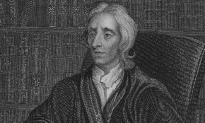 Engraved portrait of English philosopher John Locke, 1690. Engraved by H Robinson. (Archive Photos/Getty Images)