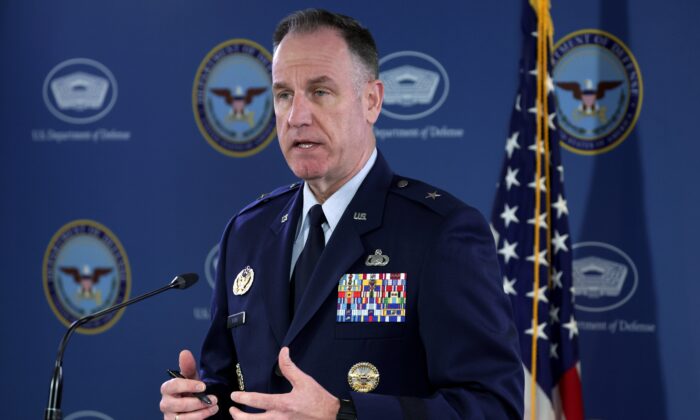 Pentagon Press Secretary Brig. Gen. Pat Ryder speaks during a news briefing at the Pentagon in Arlington, Va., on Feb. 3, 2023. (Alex Wong/Getty Images)