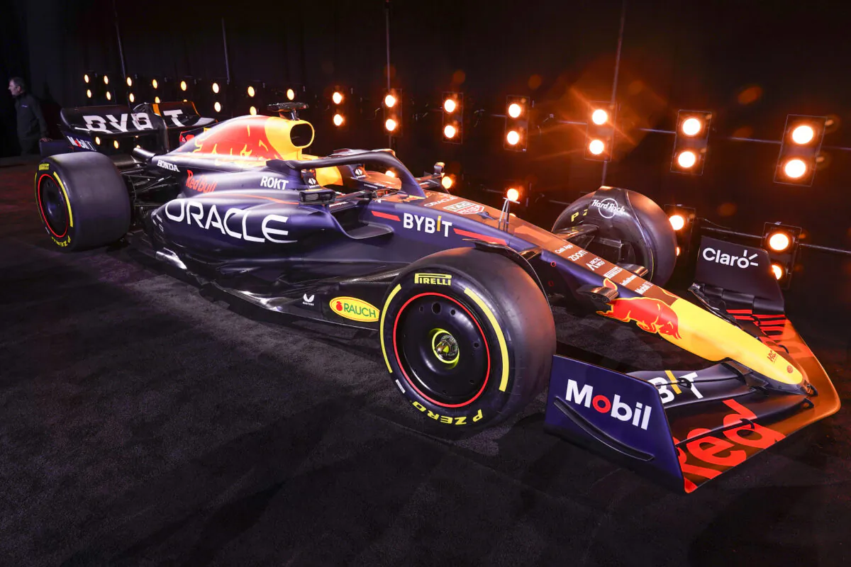 The new RB19 F1 car is unveiled during an event in New York on Feb. 3, 2023. (Seth Wenig/AP Photo)