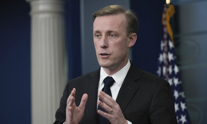 National security adviser Jake Sullivan speaks during the daily press briefing at the White House in Washington, on Dec. 12, 2022. (Drew Angerer/Getty Images)