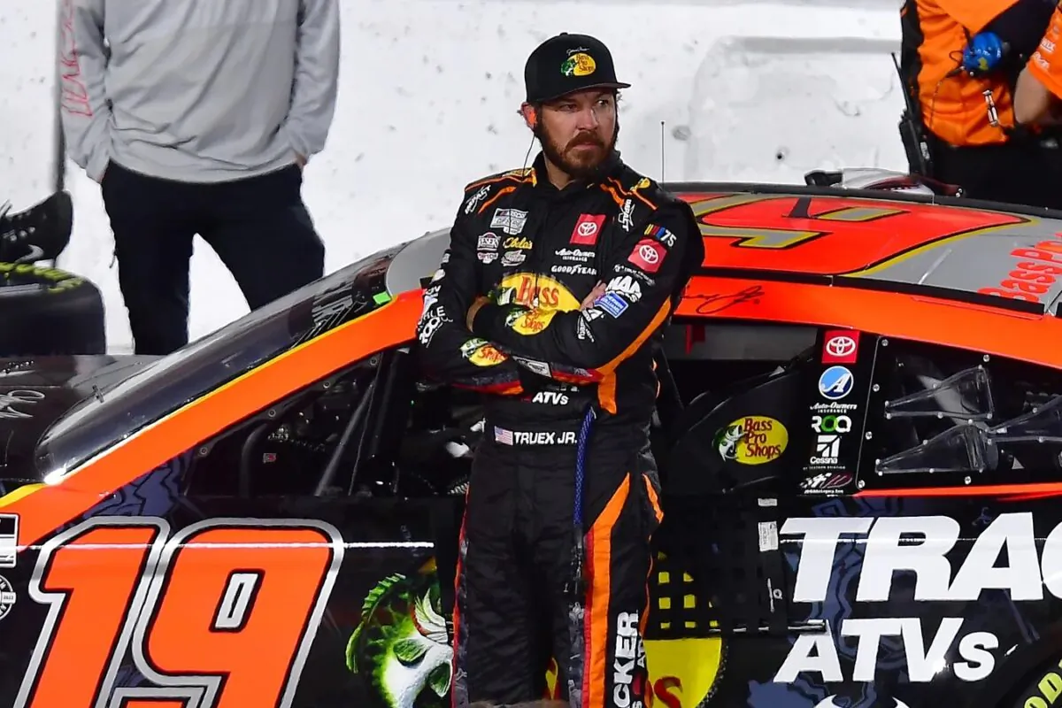 NASCAR Cup Series driver Martin Truex Jr. (19) during qualifying at Los Angeles Memorial Coliseum in Los Angeles on Feb. 4, 2023. (Gary A. Vasquez-USA TODAY Sports via Field Level Media)