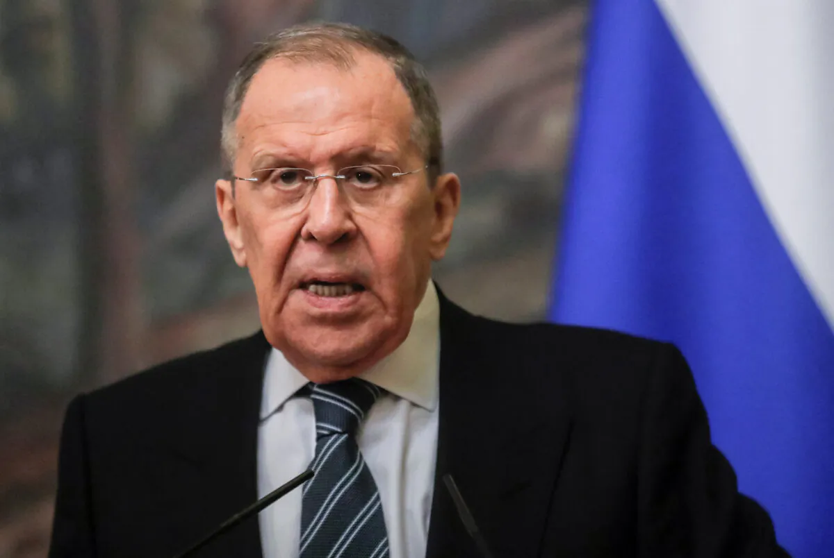 Russian Foreign Minister Sergei Lavrov attends a news conference following talks with his Egyptian counterpart Sameh Shoukry in Moscow on Jan. 31, 2023. (Maxim Shipenkov/Pool via Reuters)