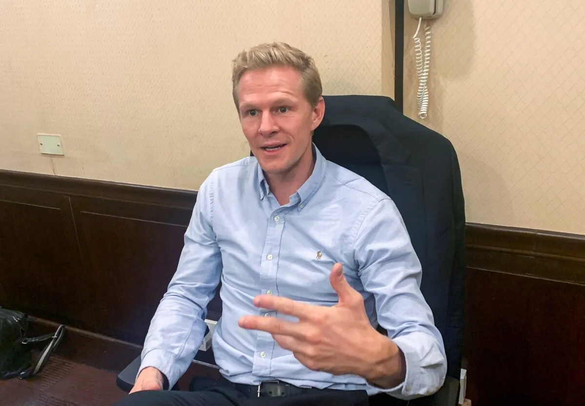 Bjarke Mikkelsen, CEO of the e-commerce retail platform Daraz, speaks with Reuters during an interview in Islamabad on Nov. 24, 2021. (Asif Shahzad/Reuters)