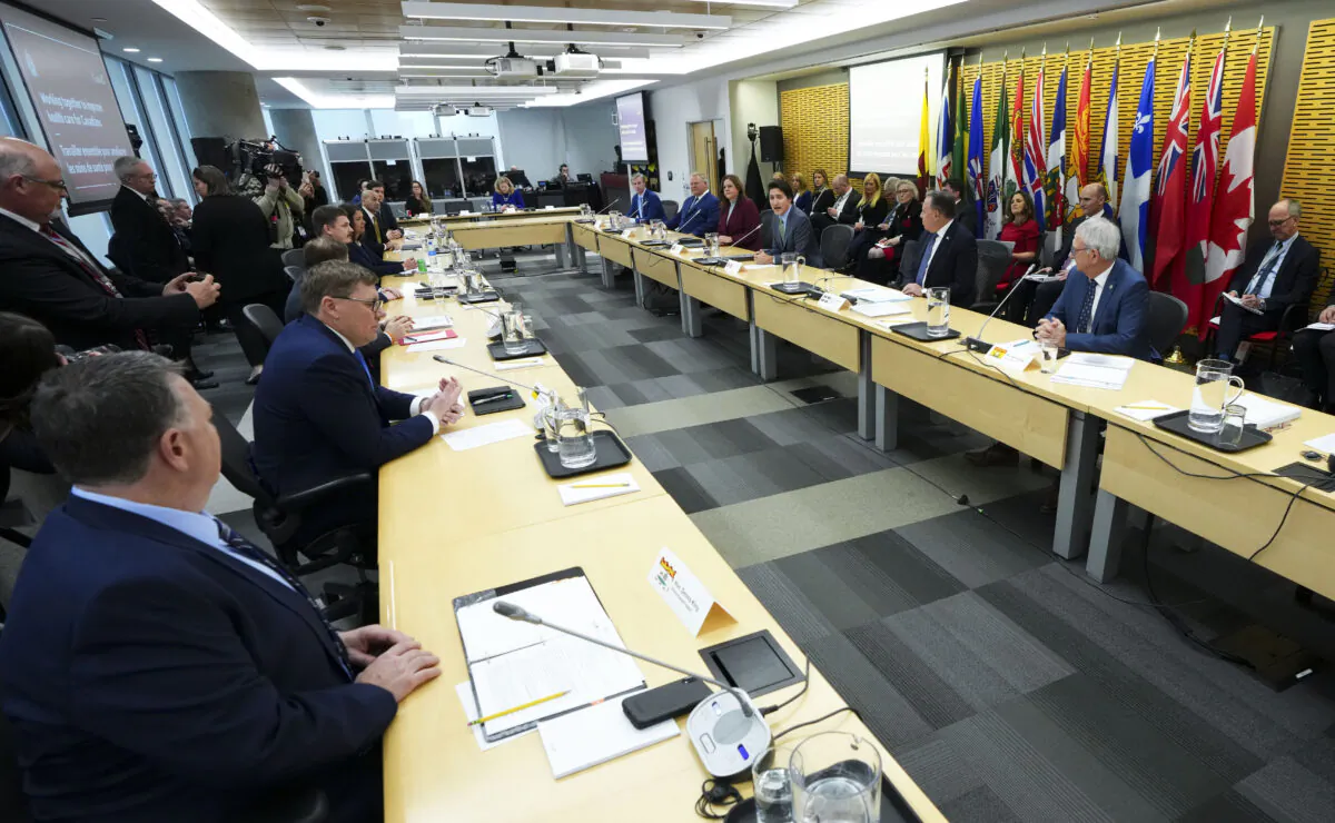 Prime Minister Justin Trudeau meets with Canada's premiers in Ottawa on Feb. 7, 2023. The Canadian Press/Sean Kilpatrick