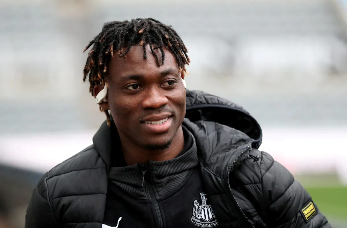 Newcastle United's Christian Atsu before the match of Newcastle United versus Oxford United, in St James' Park, Newcastle, Britain, on Jan. 25, 2020. (Scott Heppell/Reuters)