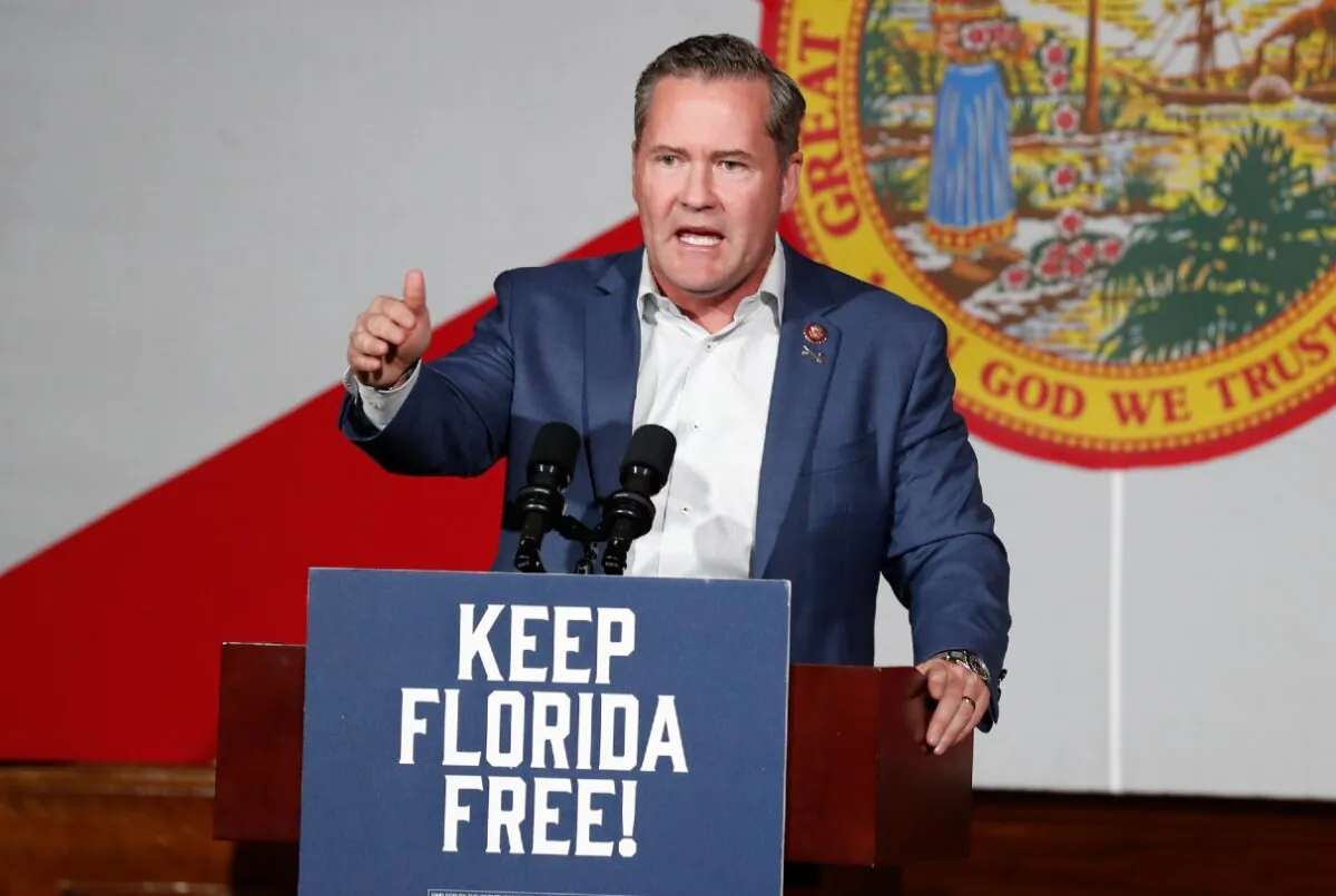 Rep. Michael Waltz (R-Fla.) speaks before Republican Florida Gov. Ron DeSantis and Sen. Marco Rubio (R-Fla.) take the stage during a rally at the Cheyenne Saloon on Nov. 7, 2022 in Orlando, Florida. (Octavio Jones/Getty Images)