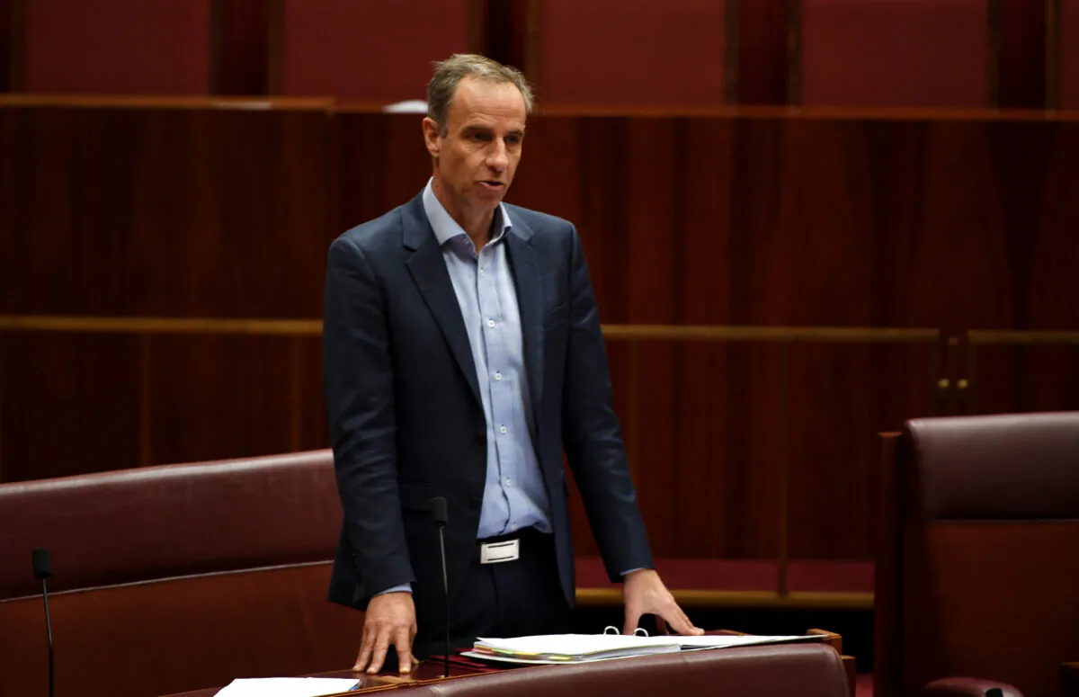 Senator Nick McKim in the Senate at Parliament House in Canberra, Australia, on Sept. 12, 2019. (Tracey Nearmy/Getty Images)