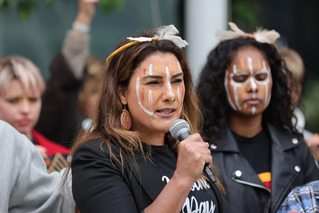Australian Senator Lidia Thorpe addresses the media and crowd in Melbourne, Australia, on Nov. 15, 2022. (Photo by Tamati Smith/Getty Images)