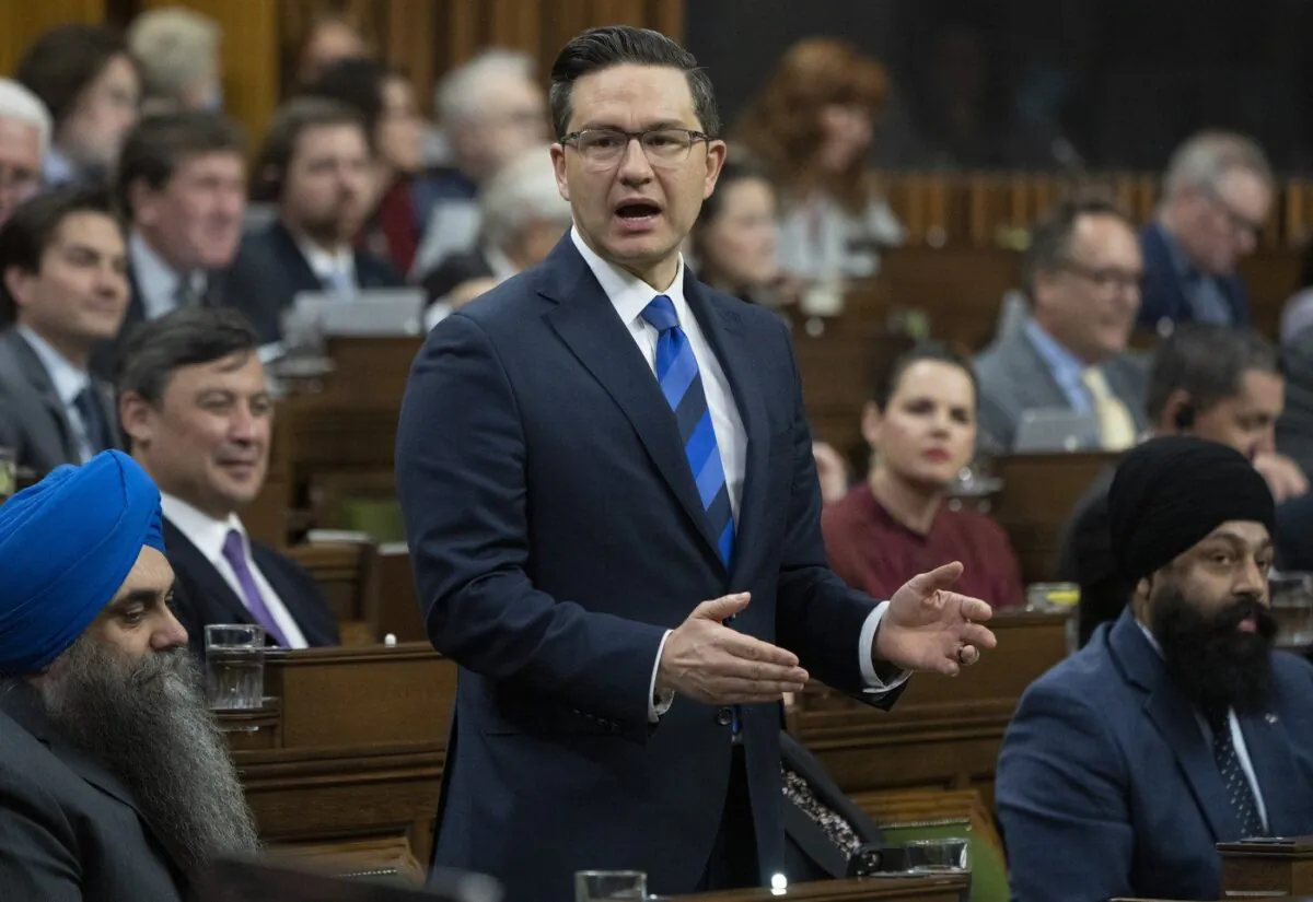 Conservative Leader Pierre Poilievre rises during Question Period in Ottawa on Feb. 7, 2023. (Adrian Wyld/The Canadian Press)