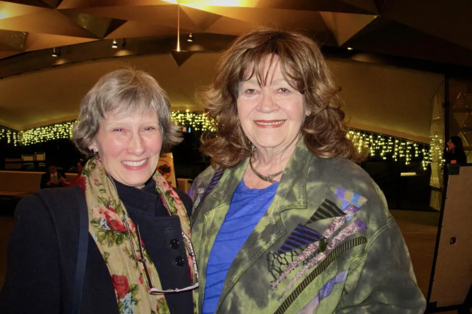 Rita Geil (R) and her friend enjoyed Shen Yun Performing Arts at the Pioneer Center for the Performing Arts, on Feb. 8, 2023. (Mary Mann/The Epoch Times)