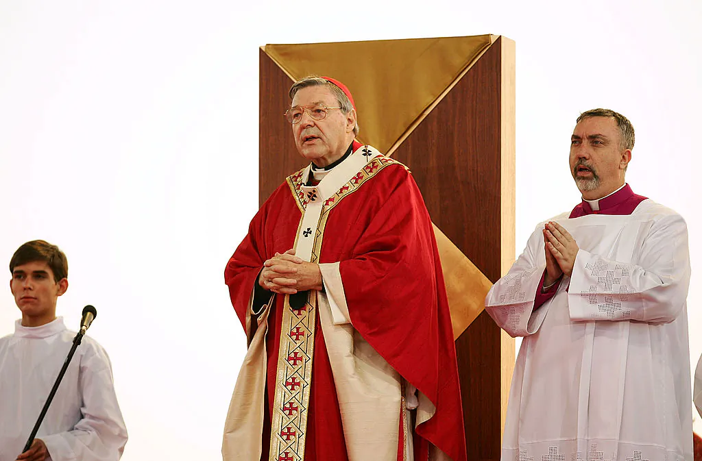 Cardinal George Pell, Catholic Archbishop of Sydney reads the Opening Prayer during the Opening Mass of Welcome of World Youth Day Sydney 2008 at Barangaroo on July 15, 2008. (World Youth Day via Getty Images)