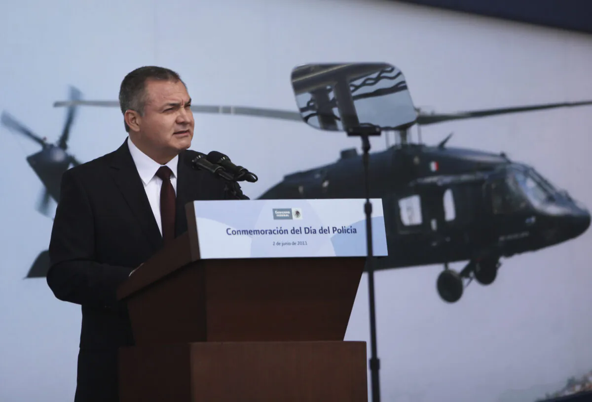 Mexico's Genaro Garcia Luna speaks during a ceremony to designate June 2 as Federal Police Day in Mexico City, June 2, 2011. (Alexandre Meneghini/AP Photo)