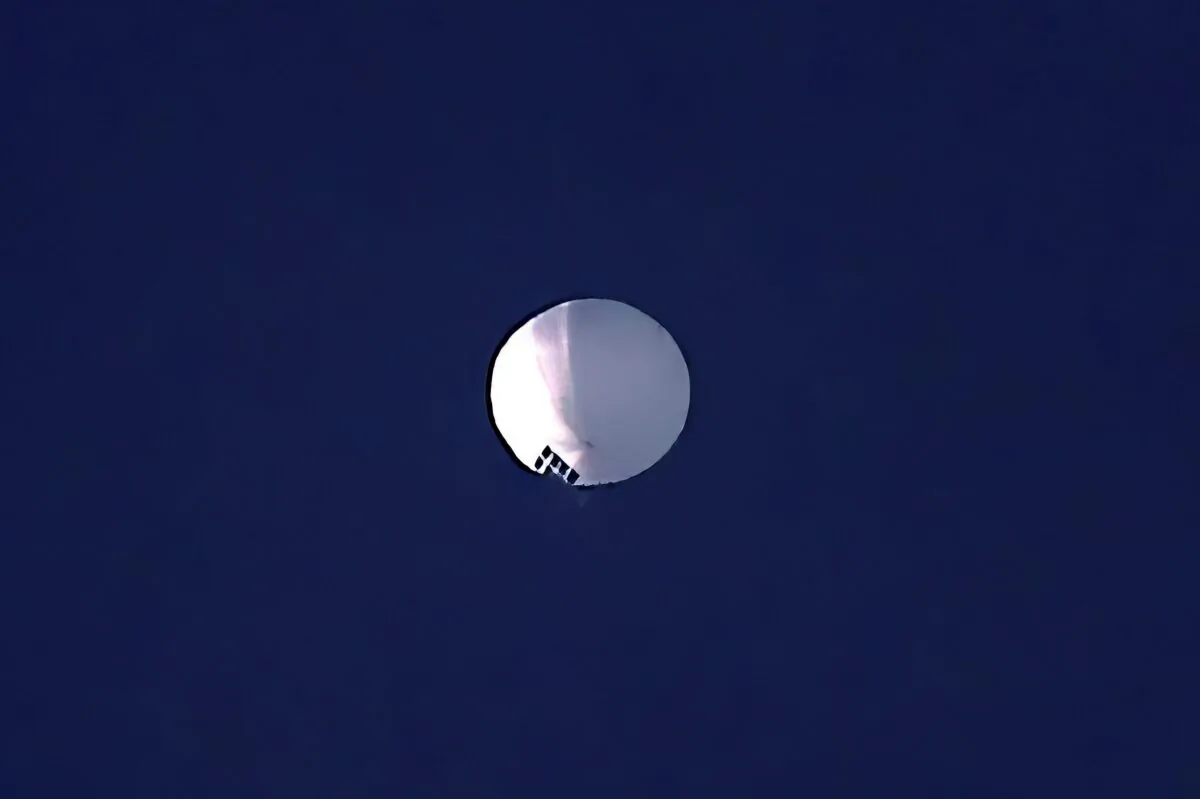 A high altitude balloon floats over Billings, Mont., on Feb. 1, 2023. (Larry Mayer/The Billings Gazette via AP)