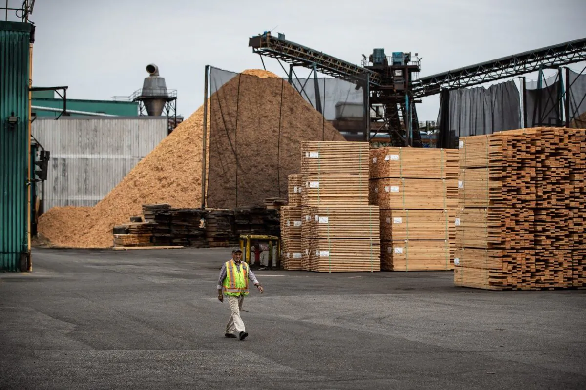 Stacks of lumber are seen at Teal-Jones Group sawmill in Surrey, B.C., on May 30, 2021. (The Canadian Press/Darryl Dyck)
