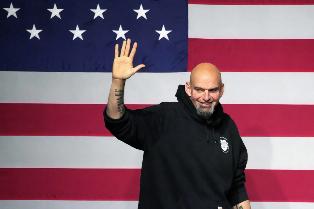 Pennsylvania Lt. Gov. John Fetterman takes the stage at an election night party in Pittsburgh on Nov. 9, 2022. (Gene J. Puskar/AP Photo)
