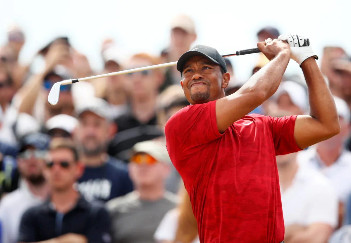 Tiger Woods of the U.S. in action during the final round of The 147th Open Championship Golf event in Carnoustie, Britain, on July 22, 2018. (Jason Cairnduff/Reuters)