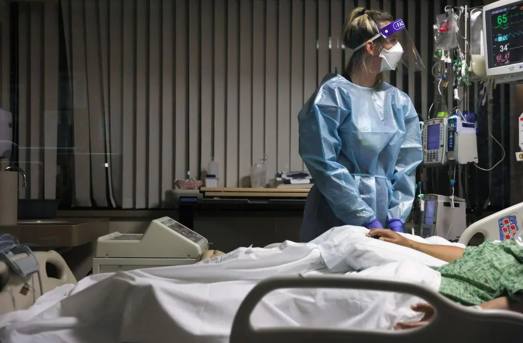 A nurse checking the monitors in a ward. (Mario Tama/Getty Images)