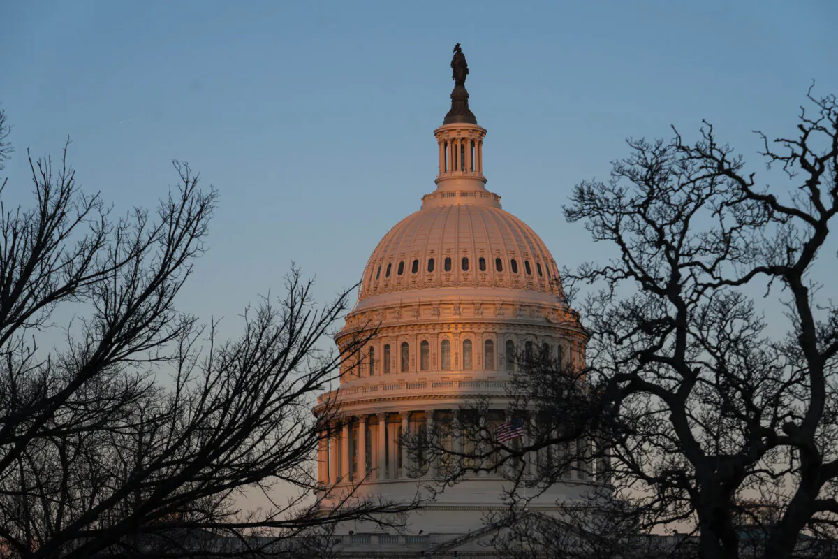 The exterior of the U.S. Capitol building at sunrise in Washington on Feb. 8, 2021. (Sarah Silbiger/Getty Images)