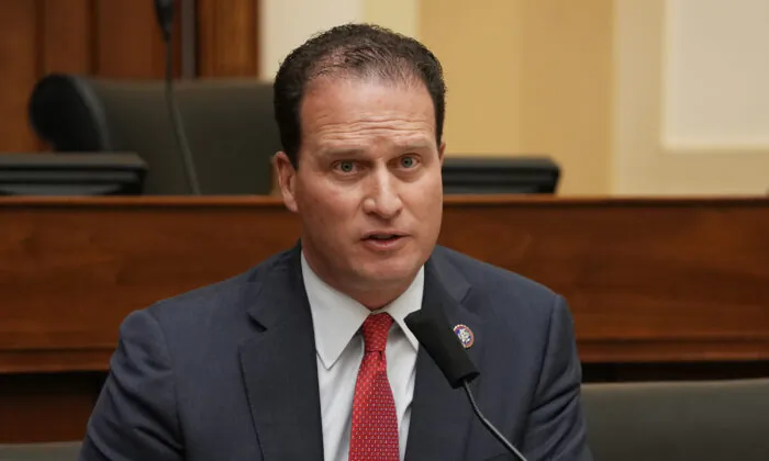 Rep. August Pfluger (R-Texas) speaks remotely as U.S. Secretary of State Antony Blinken testifies before the House Committee on Foreign Affairs on The Biden Administration's Priorities for U.S. Foreign Policy on Capitol Hill in Washington on March 10, 2021. (Ken Cedeno-Pool/Getty Images)