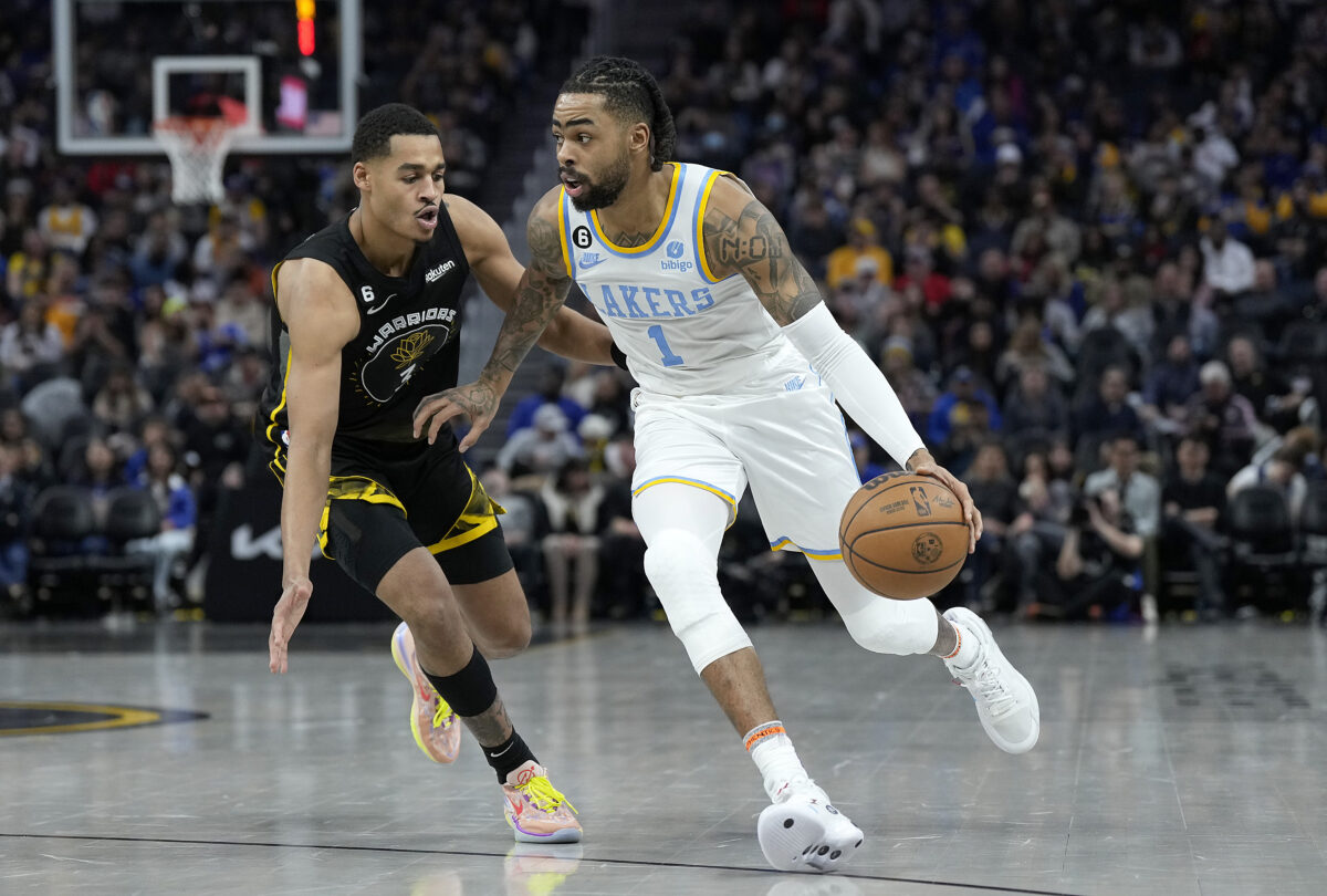 NextImg:Russell Shines in Return to Lakers After Trade by T-wolves
